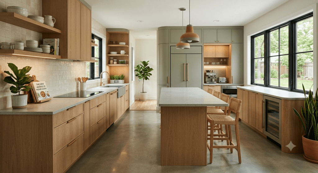A picture of a kitchen that is designed on the basis of 2026 trends